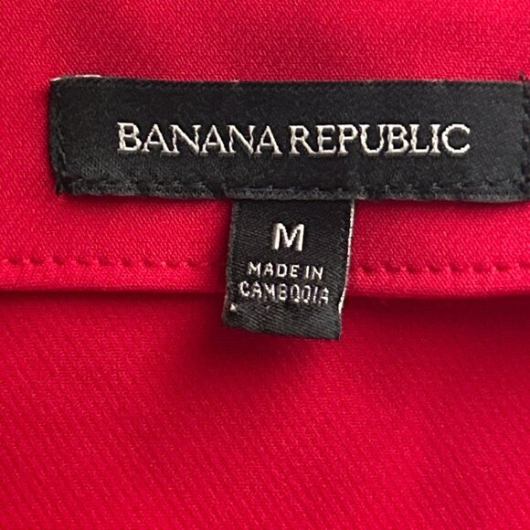 Banana Republic Red Fitted Long Sleeve Tunic Top Size Medium Occasion Office - Picture 4 of 7